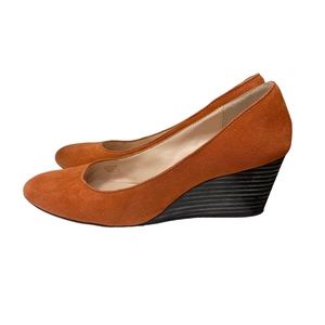 Taryn Rose Kathleen Orange Slip On Textured Upper Comfy Wedge Heels Size 7